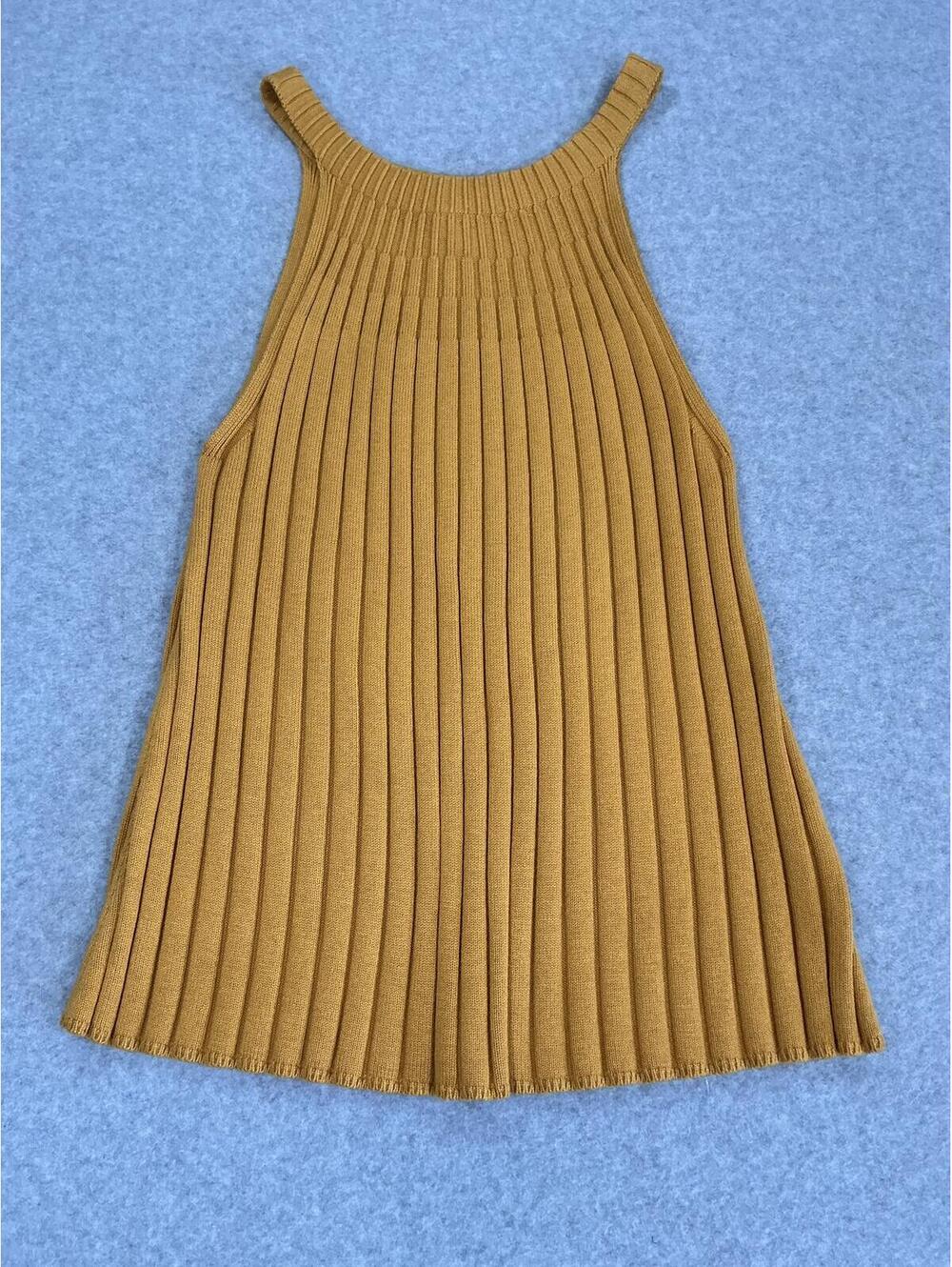Rue and Willow Ribbed Knit High Neck Tank Top Mustard Yellow Size Large‎